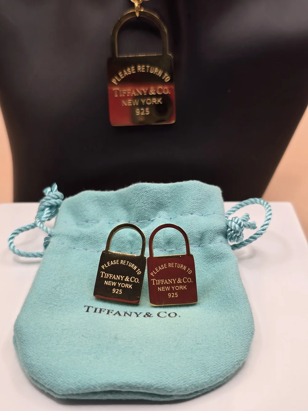 Tiffany & Co. Return to Tiffany 925 Padlock Necklace & Earrings Set – Gold-Tone